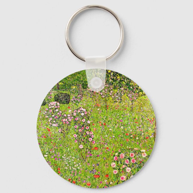 Gustav Klimt Orchard mit Rose Schlüsselanhänger (Vorderseite)
