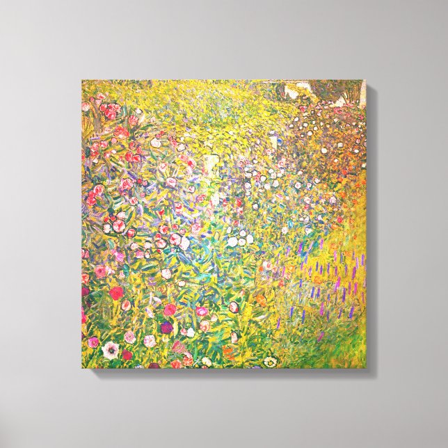 Gustav Klimt Pink Blume Leinwanddruck (Vorderseite)