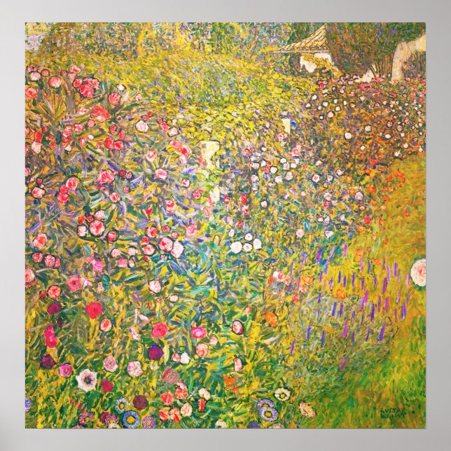 Gustav Klimt Pink Blume Poster (Vorne)