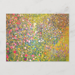 Gustav Klimt Pink Flowers Postcard Postkarte