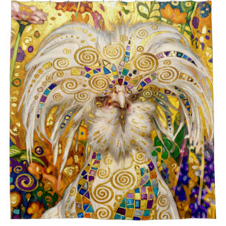 Gustav Klimt Polnisches Huhn im Blumengarten Duschvorhang