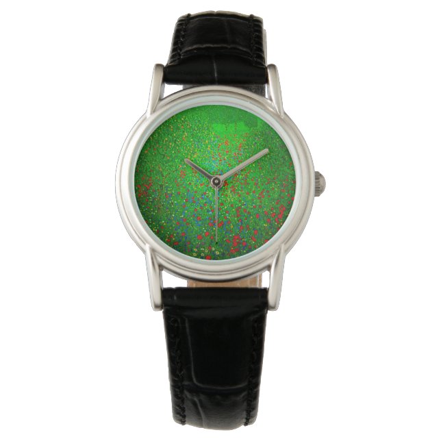 Gustav Klimt Poppy Field Armbanduhr (Vorderseite)