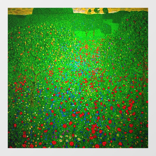 Gustav Klimt Poppy Field Fensteraufkleber (Blatt)