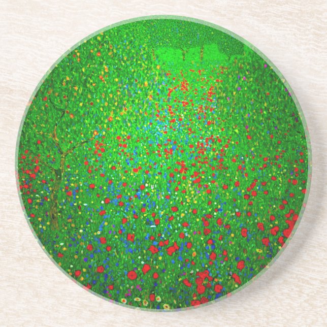 Gustav Klimt Poppy Field Getränkeuntersetzer (Vorne)