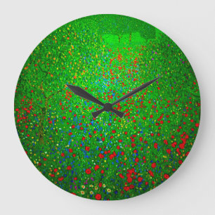 Gustav Klimt Poppy Field Große Wanduhr