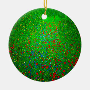 Gustav Klimt Poppy Field Keramik Ornament