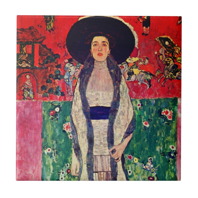 Gustav Klimt Portrait von Adele Bloch-Bauer II Fliese (Vorderseite)