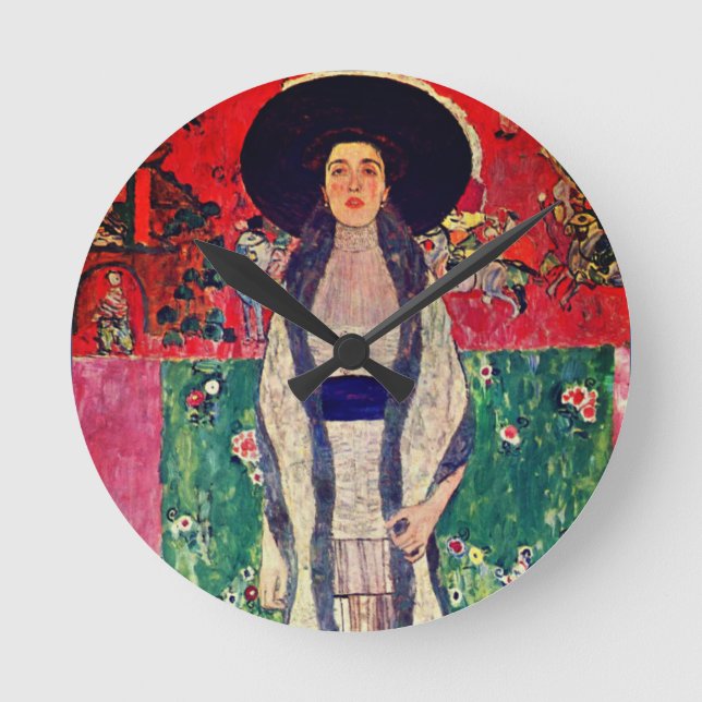 Gustav Klimt Portrait von Adele Bloch-Bauer II Runde Wanduhr (Vorderseite)