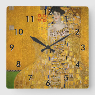 Gustav Klimt - Porträt der Adele Bloch-Bauer I Quadratische Wanduhr