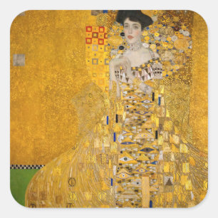 Gustav Klimt - Porträt der Adele Bloch-Bauer I Quadratischer Aufkleber