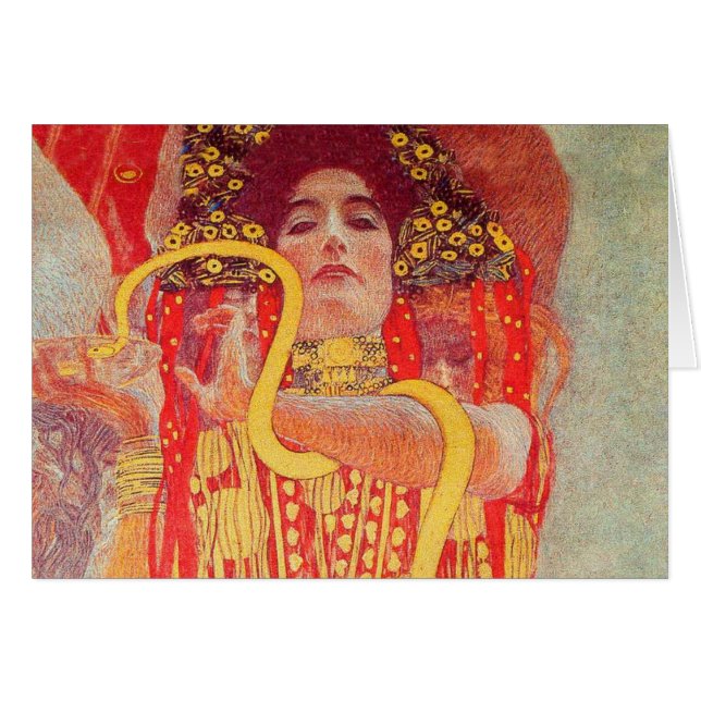 Gustav Klimt Red Woman Gold Schlangen Malerei (Vorderseite (Horizontal))