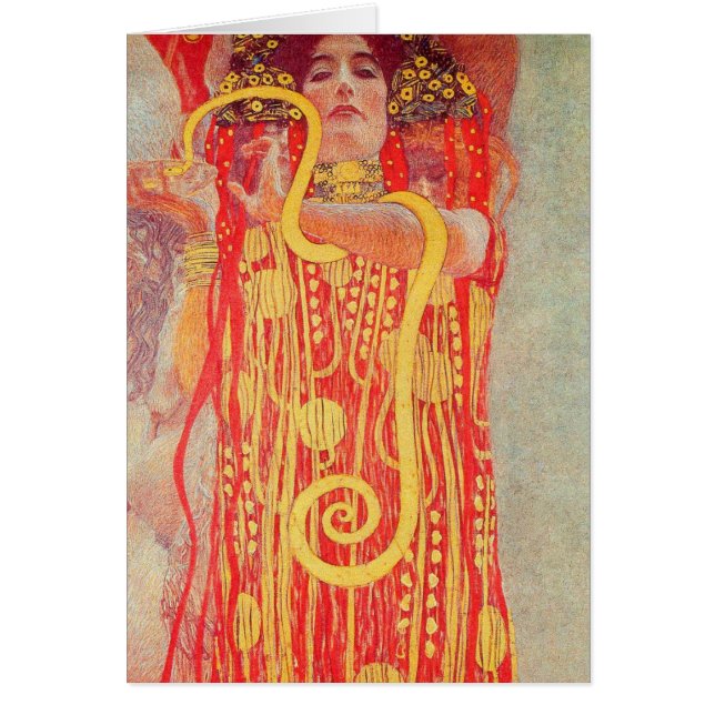 Gustav Klimt Red Woman Gold Schlangen Malerei (Vorne)