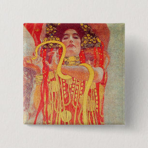 Gustav Klimt Red Woman Gold Schlangen Malerei Button