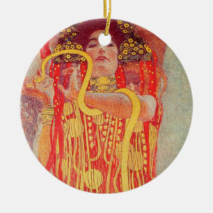 Gustav Klimt Red Woman Gold Schlangen Malerei Keramik Ornament