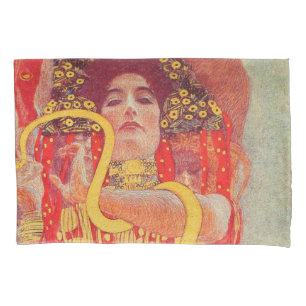 Gustav Klimt Red Woman Gold Schlangen Malerei Kissenbezug