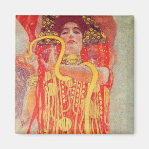 Gustav Klimt Red Woman Gold Schlangen Malerei Magnet