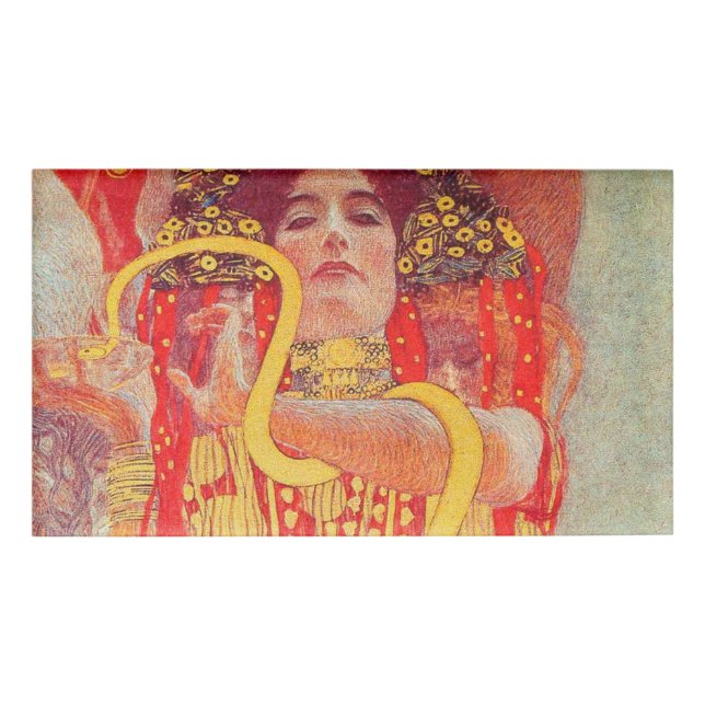 Gustav Klimt Red Woman Gold Schlangen Malerei Namenschild (Vorderseite)