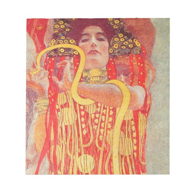 Gustav Klimt Red Woman Gold Schlangen Malerei Notizblock (Vorderseite)