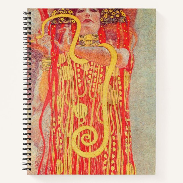 Gustav Klimt Red Woman Gold Schlangen Malerei Notizbuch (Vorderseite)