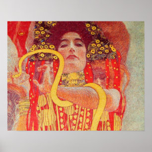 Gustav Klimt Red Woman Gold Schlangen Malerei Poster