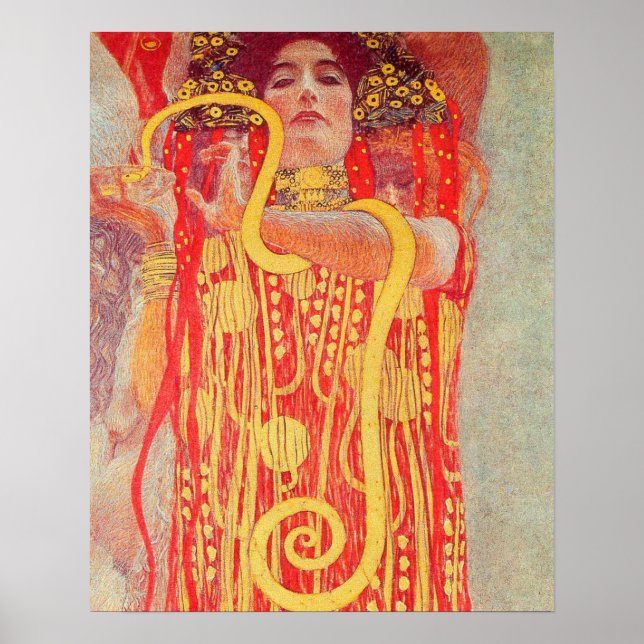 Gustav Klimt Red Woman Gold Schlangen Malerei Poster (Vorne)