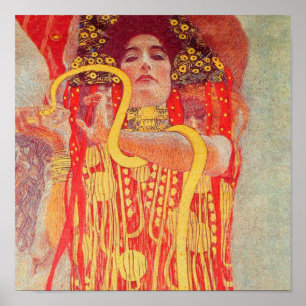 Gustav Klimt Red Woman Gold Schlangen Malerei Poster