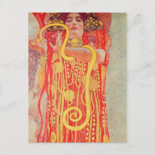 Gustav Klimt Red Woman Gold Schlangen Malerei Postkarte