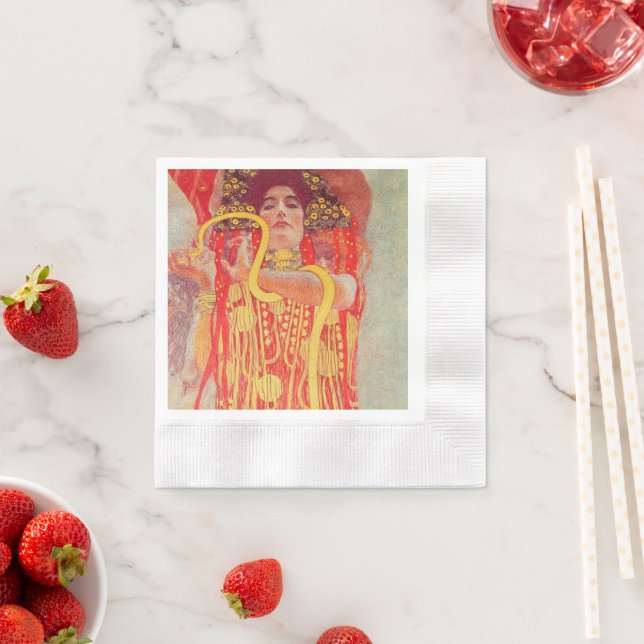 Gustav Klimt Red Woman Gold Schlangen Malerei Serviette (Beispiel)