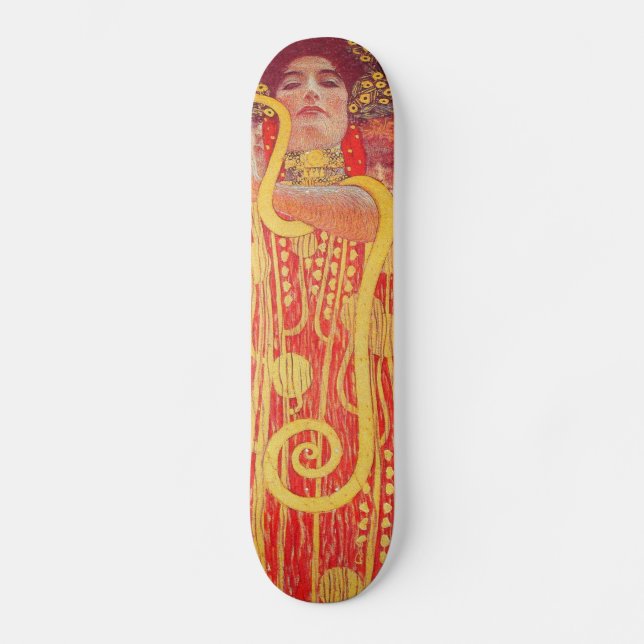 Gustav Klimt Red Woman Gold Schlangen Malerei Skateboard (Vorderseite)