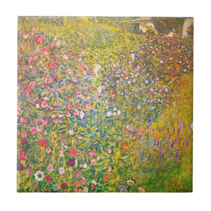 Gustav Klimt Rosa Blume Tile Fliese