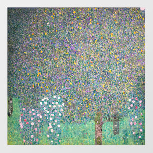 Gustav Klimt - Rosen unter Bäumen Fensteraufkleber