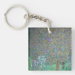 Gustav Klimt - Rosen unter Bäumen Schlüsselanhänger
