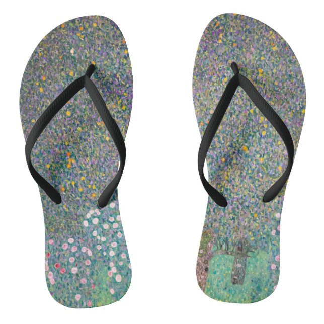 Gustav Klimt - Rosenbüsche unter den Bäumen Flip Flops (Fußbett)