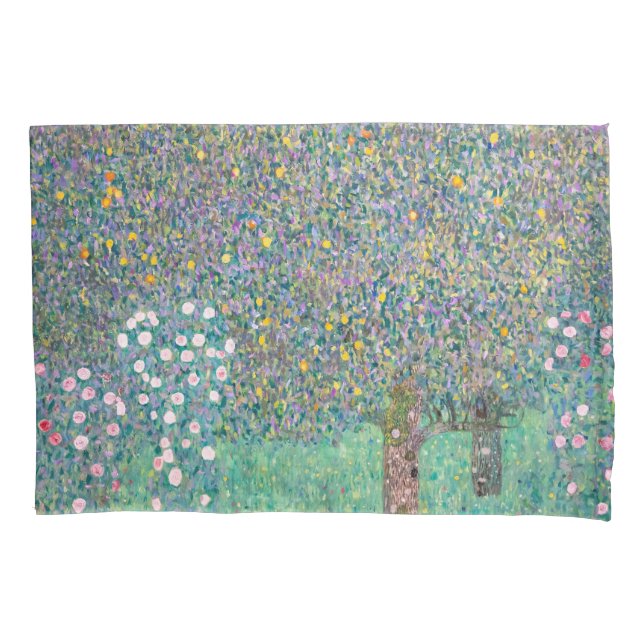 Gustav Klimt - Rosenbüsche unter den Bäumen Kissenbezug (Vorderseite)