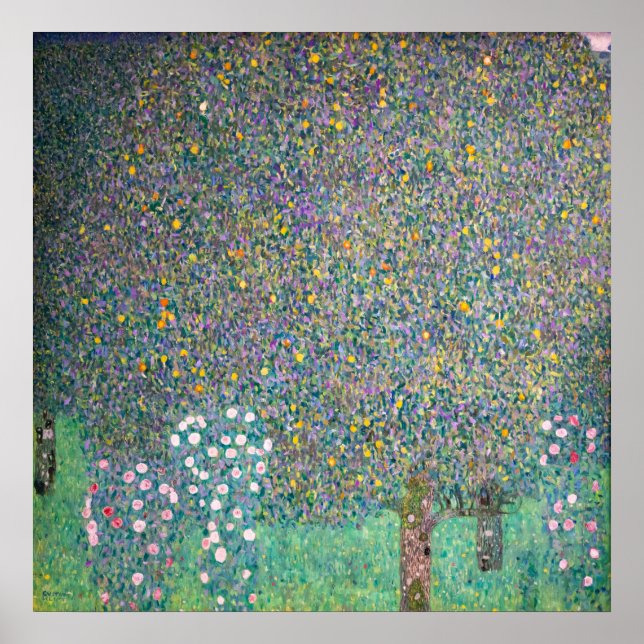 Gustav Klimt - Rosenbüsche unter den Bäumen Poster (Vorne)