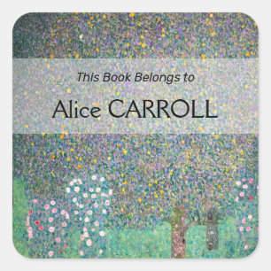 Gustav Klimt - Rosenbüsche unter den Bäumen Quadratischer Aufkleber