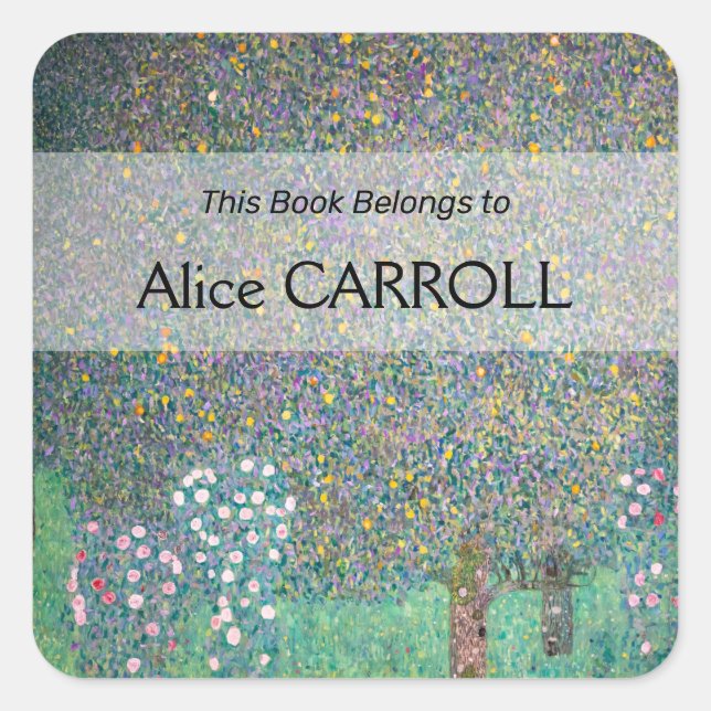 Gustav Klimt - Rosenbüsche unter den Bäumen Quadratischer Aufkleber (Vorderseite)