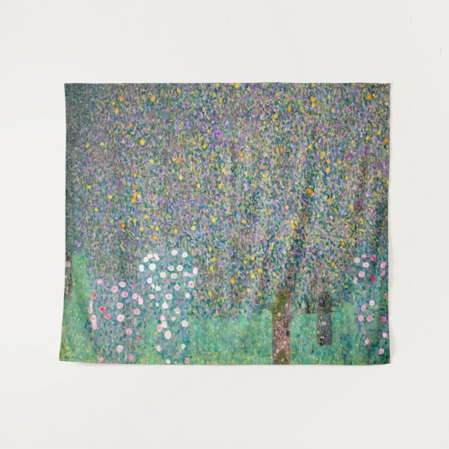 Gustav Klimt - Rosenbüsche unter den Bäumen Wandteppich (Vorderseite (Horizontal))