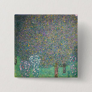 Gustav Klimt - Rosensträucher unter den Bäumen Button