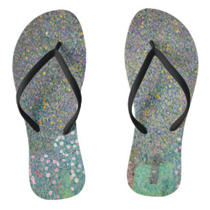 Gustav Klimt - Rosensträucher unter den Bäumen Flip Flops