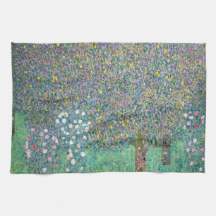 Gustav Klimt - Rosensträucher unter den Bäumen Geschirrtuch