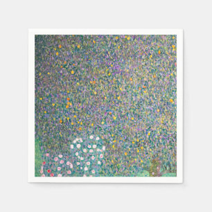 Gustav Klimt - Rosensträucher unter den Bäumen Serviette