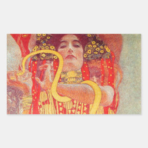 Gustav Klimt Rote Frau Goldschlange Malerei Rechteckiger Aufkleber