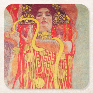 Gustav Klimt Rote Frau Goldschlange Malerei Rechteckiger Pappuntersetzer