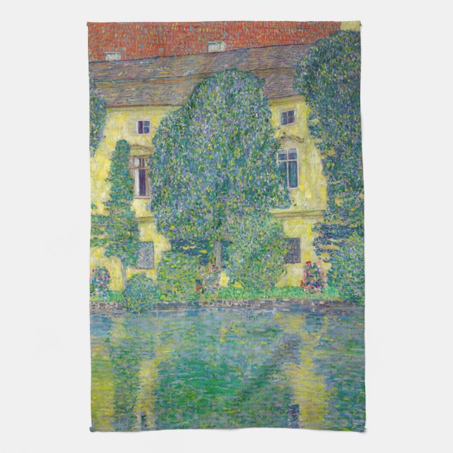 Gustav Klimt - Schloss Kammer am Attersee III Geschirrtuch (Vertikal)
