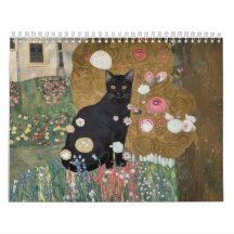 Gustav Klimt Schwarze Katze Im Blumengarten, Katze