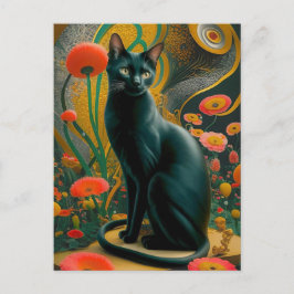 Gustav Klimt Schwarze Katze Im Blumengarten, Katze Postkarte