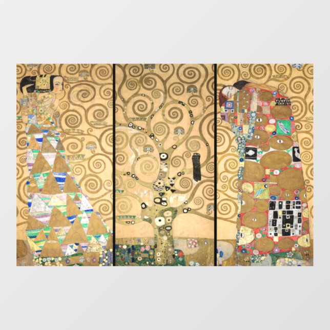 Gustav Klimt - Stoclet Frieze Tree of Life Fensteraufkleber (Blatt)