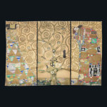 Gustav Klimt - Stoclet Frieze Tree of Life Geschirrtuch<br><div class="desc">Stoclet Frieze Triptych: Baum des Lebens,  Erfüllung,  Erwartung - Gustav Klimt,  Pappe,  1909</div>