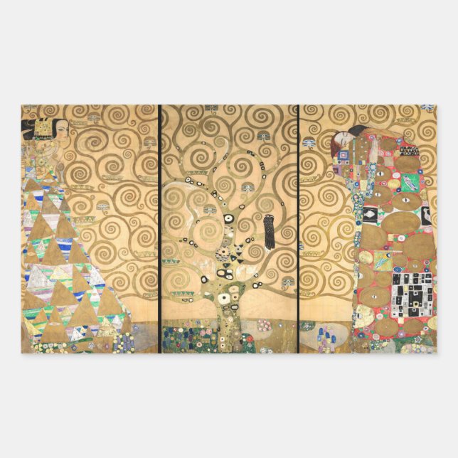Gustav Klimt - Stoclet Frieze Tree of Life Rechteckiger Aufkleber (Vorderseite)